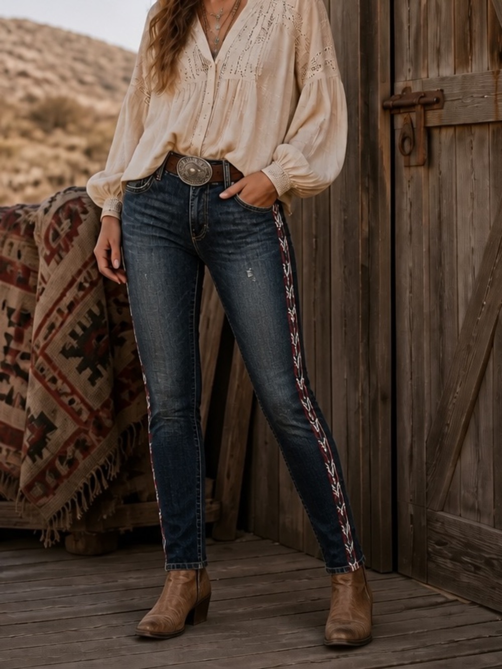 Driftwood Womens Blue Jeans Embroidered Side Skinny Size 27 New Low Rise